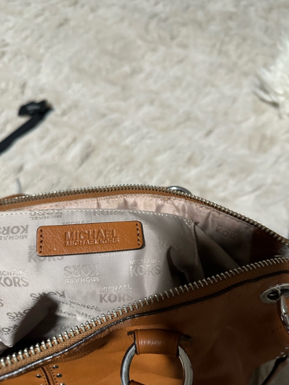 Michael Kors Astor Leather Studded Shoulder Tote - Picture 4 of 7